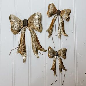 Vintage Brassy Metal Bow Wall Hangings Set of 3 | MCM
